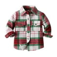 thumbnail image 1 of Rhuody Topss For Boys Girls Shirt Coat Jacket Plaid Long Sleeve Kids Lapel Button Tops Outwear Fashion Relax Fit Playsuit Green 18-24 Months, 1 of 7