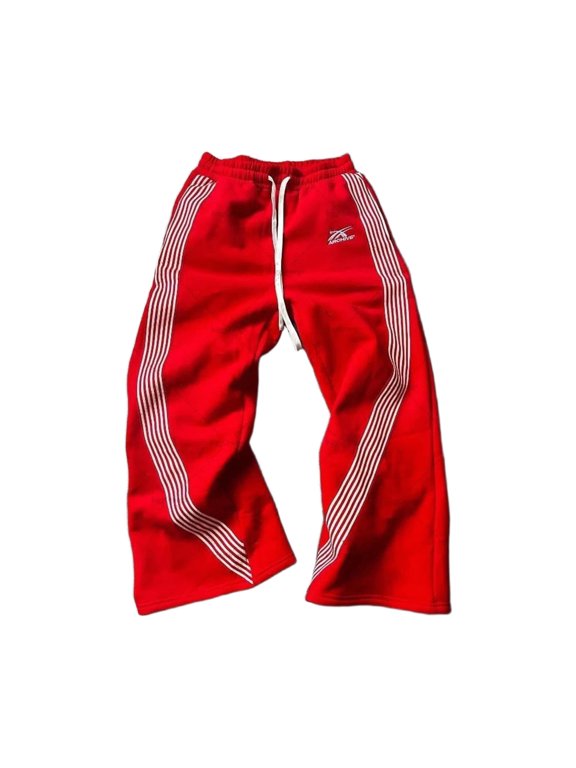 Trousers Pants For Men Athletic Pants Color Blocked Striped Slacks Straight Leg Trousers Baggy Pants Soft Daily Wear Red M