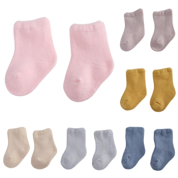 Rhuody Unisex Socks For Boys Girls Kids Winter Warm Long Toddlers Children Crew Floor Socks Pink