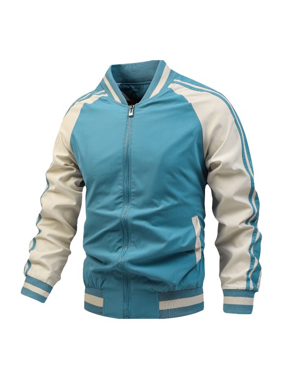 Winter Coats For Men Men'S Autumn Winter Sports Long Sleeve Baseball Collar Slim Fit Jacket Comfortable Clothes Blue 4Xl