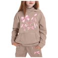 thumbnail image 1 of Rhuody Winter Outfits For Girls Child Long Sleeve Solid Hoodie Pullover Tops Pants Kids Sweat Suit Khaki 4-5 Years, 1 of 4