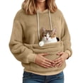 thumbnail image 1 of Rhuody Women Cat Pouch Sweatshirt With Kangaroo Pocket Dog Pouch Sweatshirts Pet Carrier Pullover Animal Holder Long Sleeve Crewneck Loose Tops L Beige, 1 of 5