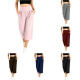Solid Soft Pink Color Rhuody Women Pants Empire Waist Solid Color Wide Leg Trousers With ...