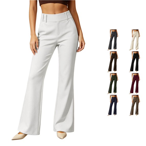 Rhuody Women Pants Low Waist Wide Leg Solid Color Trousers Retro Bottoms S Wh1