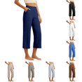 thumbnail image 1 of Rhuody Women Pants Wide Leg Loose Fit Elastic Waist Solid Color Trousers Trend Bottoms 3Xl Navy, 1 of 5