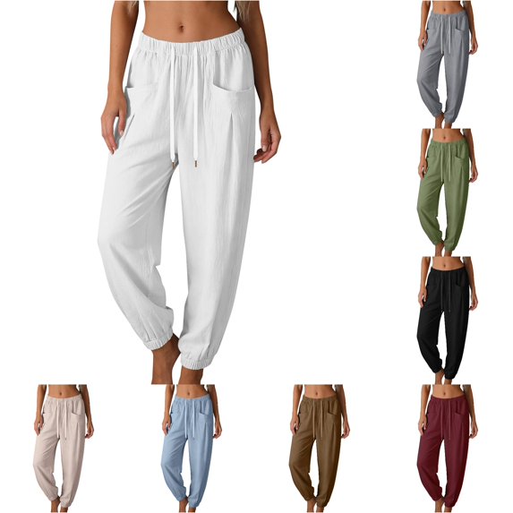 Rhuody Women Pants Wide Leg Relax Fit High Waist Solid Color Trousers Elegant Clothing Xl White