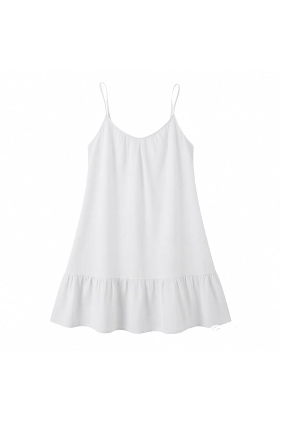 Women'S Dresses O Neck Sleeveless Solid Color For And Summer Outings Dresses Basic Clothing S White