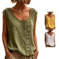 thumbnail image 1 of Rhuody Women'S Tops Loose Fit Button Front Sleeveless Vest Summer Basic Tank Tops Simple Womens Clothes Green, 1 of 5