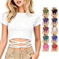 thumbnail image 1 of Rhuody Women'S Tops, Tees & Blouses Short Sleeve Tee Solid Color Slim Fit Crop Tops Wear White, 1 of 4