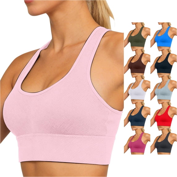 Rhuody Women Tank Tops Racerback U Neck Sports Cropped Tanks Wire Free Built In Bra Soft Layering Tops For Yoga Gym Charm Clothes 3Xl Pink
