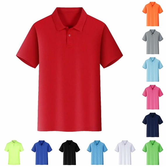 Rhuody Women Tops Short Sleeve Summer Work Shirts Button Down Solid Color Lapel Blouse Charm Women'S Clothing Red