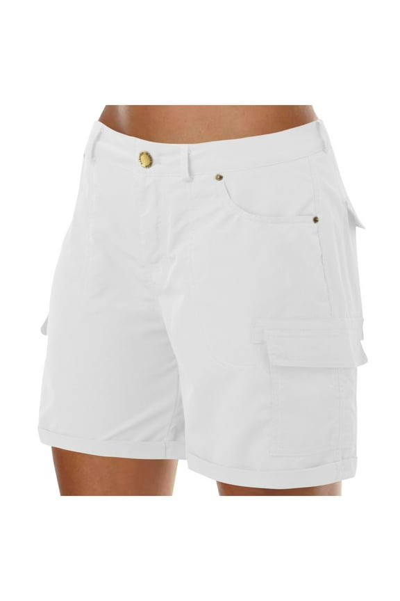 Womens Casual Pants Wide Leg High Waist Slacks Ladies Loose Solid Color Mini Pant Summer Beach Shorts Buttons Short Hot Pants Cargo Shorts Casual Wear White 2Xl