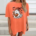 thumbnail image 1 of Rhuody Womens Halloween Oversize T Shirts Short Sleeve Tee Graphic Prints O Neck Hallowmas Tops Durable Fall Wear 5Xl Orange, 1 of 3