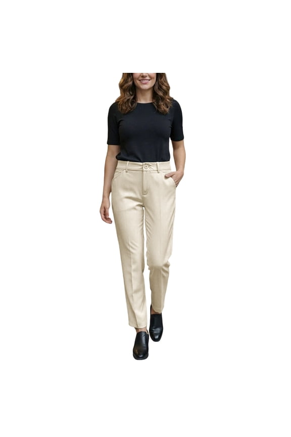 Womens Pants High Waist Mid Rise Straight Leg Pants Trousers Slim Fit Stretch Ankle Length Wear Modern Classic Style Classic Trousers Khaki S