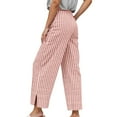 thumbnail image 1 of Rhuody Womens Pants Stylish Striped Loose Fit High Waist Nine Inch Straight Leg Trousers Fashion Daily Wear Pink M, 1 of 4