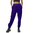 thumbnail image 1 of Rhuody Womens Plus Size Pants Casual Slim Leg Jogger Trousers Loose Fit Mid Rise Elastic Waist Solid Color Sweatpants Lightweight Clothing Purple 3Xl, 1 of 5