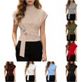 thumbnail image 1 of Rhuody Womens Shirts Short Sleeve Crew Neck Button Front Solid Color Tee Fashion Wear Khaki, 1 of 4
