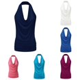 thumbnail image 1 of Rhuody Womens Summer Tank Tops Halter Neck Top Drape Cowl Neck Ladies Drape Cowl Neck Tank Blouse Backless Sleeveless Vest Simple Clothing 3Xl Bu1, 1 of 3