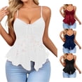 thumbnail image 1 of Rhuody Womens Summer Tank Tops Spaghetti Strap V Neck Lace Layering Camisole Sleeveless Ribbed Knit Stretch Basic Tank Top S White, 1 of 5