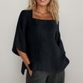 thumbnail image 1 of Rhuody Womens Summer Tops Short Sleeve Tee Crewneck Solid Color Shirt Loose Beach T Shirt Leisure Clothes Black 2Xl, 1 of 4