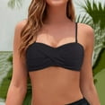 thumbnail image 1 of Rhuody Womens Swim Tops Bandeau Bikini Top Strapless Striped Push-Up Swimsuit With Detachable Casual Beach Wear Black 2Xl, 1 of 5