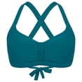 thumbnail image 1 of Rhuody Womens Swim Tops Ladies Cross Back Triangle Gather Solid Color Bikini Swimsuit Top Adorable Clothes Dark Green Xl, 1 of 5