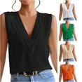 thumbnail image 1 of Rhuody Womens Tops Sleeveless Summer V Neck Solid Color Tank Tops Wear Black, 1 of 5