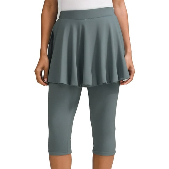 Rhuody Womens Yoga Pants High Waist Slim Fit Skirted Leggings With Flared Hem Calf Length Yoga Pants Sweatpants Basic Wear Grey 2Xl