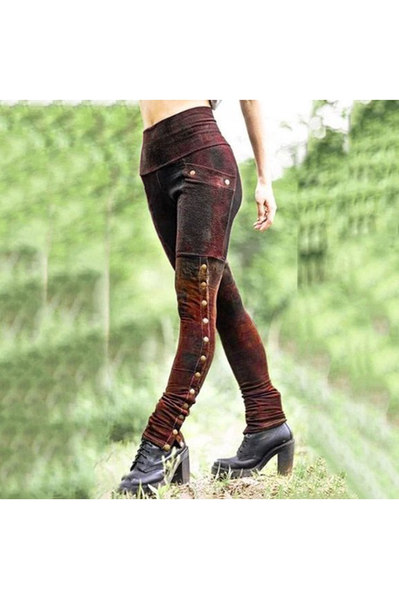 Work Pants Women Straight Leg Slim And Fit Rivets Side Patchwork High Waist Stretchy Pencil Pants Casual Wear 2Xl Coffee