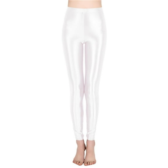 Rhuody Yoga Pants Women Slim Fit Sweatpants High Waist Workout Leggings Shiny Pants Yoga Tights For Lady Casual Wear White M