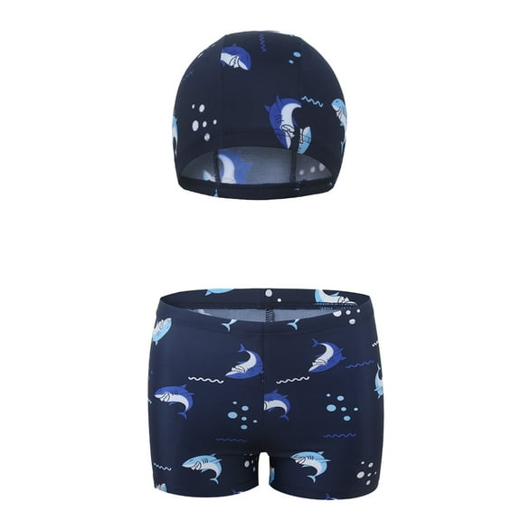 Rhuody boys swim set 4XL Classic 2025 New Swim Set Cartoon Swim Trunks And Cap For Kids Navy