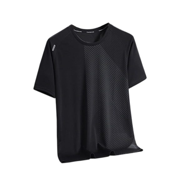 Rhuody mens t shirt Short Sleeve Round neck For Outdoor Activities Loose Fit Striped For Summer And Fall Tee Shirts Solid color Tops Trend Wear Black XL