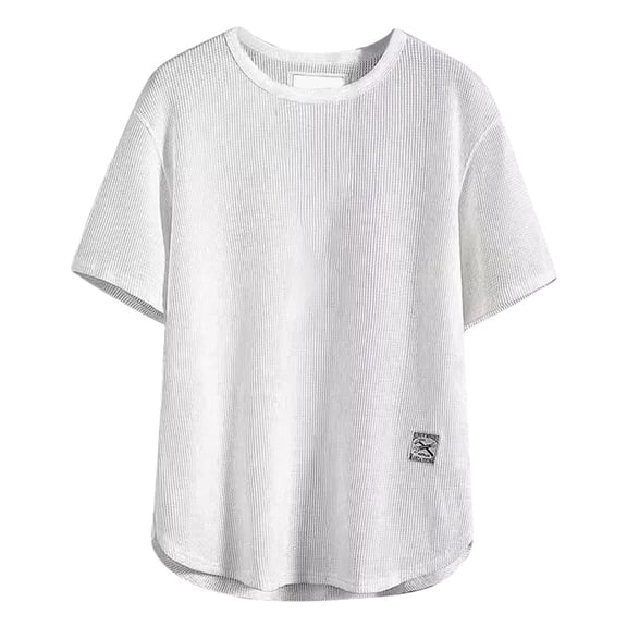 Rhuody mens t shirts Short Sleeve O neck Tee Shirts Knit Tee Summer Loose FitWorkout Tee Solid color Tops Simple Wear White XL