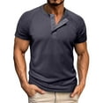 thumbnail image 1 of Rhuody t shirts for men Short Sleeve Round neck Tee Shirts Shirt Solid Colour Sports Tops Clothings Dark Blue S, 1 of 6