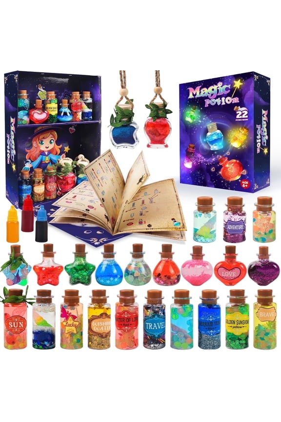 Magic Potion Kit for Kids,Mix 22 Bottles Fairy Magic Potions,Mystery Potions Craft Kit,Christmas Halloween Decor Birthday Gift Toys for Girl 6+