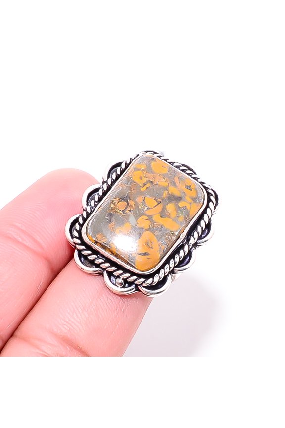 Rhyolite Jasper - Australia Designer Handmade 925 Sterling Silver Ring S.7 R8295