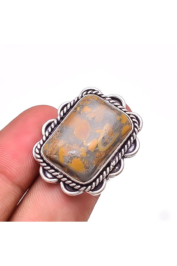 Rhyolite Jasper - Australia Designer Handmade 925 Sterling Silver Ring S.7 R8298
