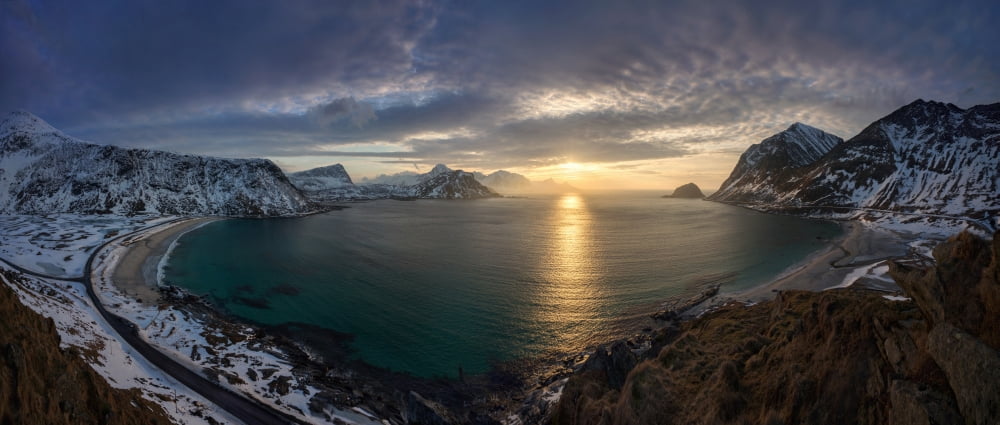 Rhyolite mountains during sunset Landmannalaugar Iceland Canvas Art - Panoramic Images (13 x 30)