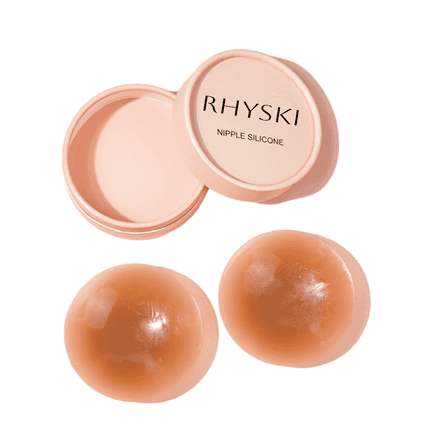 Rhyski Nipple Covers for Women,4 Pairs Silicone Reusable Pasties with Travel Case,Waterproof Sticky Bra