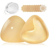 Rhyski Upgraded Reusable Double-Sided Sticky Bra Inserts – Waterproof Push-Up for Bikini, Sports & Tight Dresses (1 Pair Bra Inserts   10 Nipple Covers)