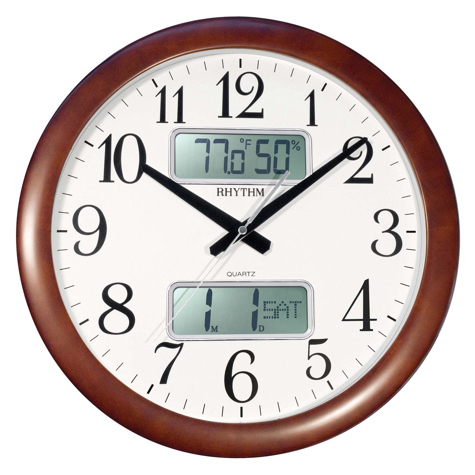 Rhythm CFG901NR06 Estado-Multi-Function Clock - Cherry - Walmart.com