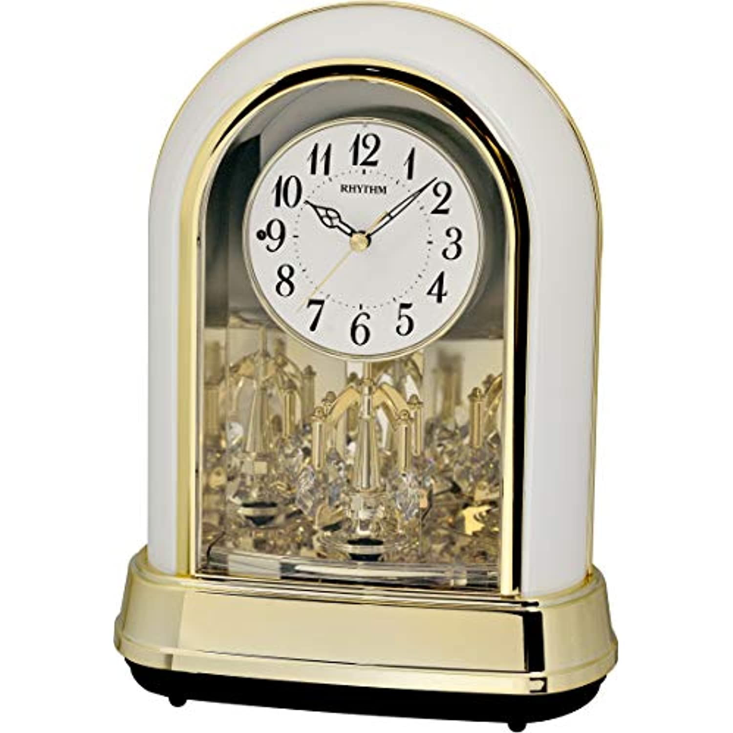 Rhythm Clocks "Crystal Dulcet II" Musical Motion Table Clock, Pearl