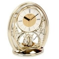 thumbnail image 1 of Rhythm Cont Mantel Clock Gilt Oval with Rotating Pendulum, 1 of 2