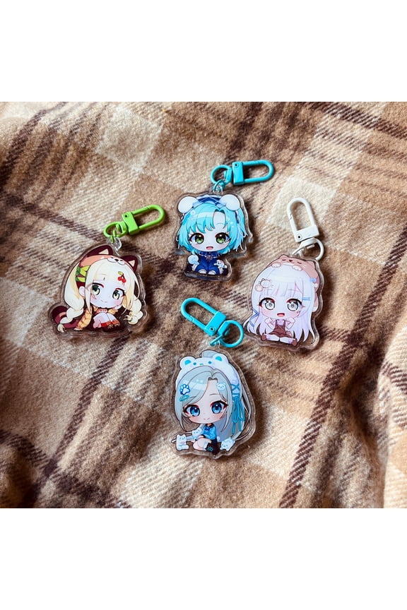 Rhythm Game Girl Group Glitter Acrylic Keychain Cute Anime Bag Charm Fan Gift, random 1 pack