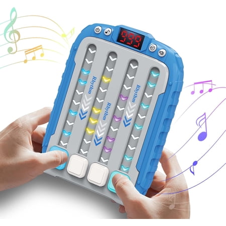 Rhythm Game Machine, Quick Push Pop Game Pop it Game Handheld Puzzle Game Machine with Music & Light, Fidget Game Toy for Kids 3 4 5 6 7 8 9 (Blue)