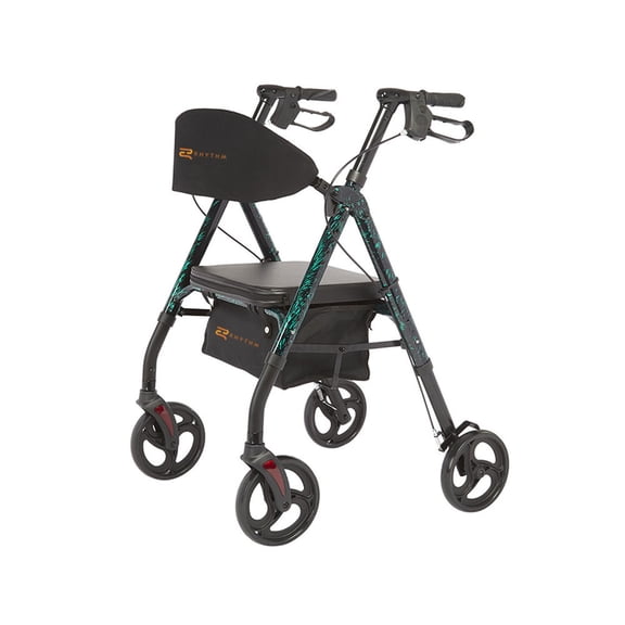 Rhythm Healthcare Aids Royal Deluxe Universal Aluminum 4 Wheel Rollators (Laser Green)