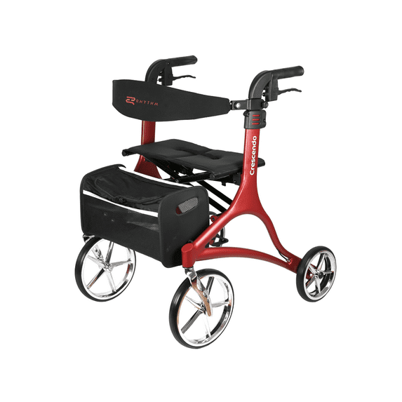 Rhythm Healthcare Mobility Aids Crescendo Rolling Walker Rollator Red 925MB