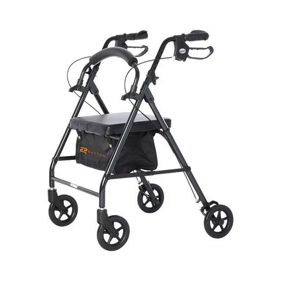 Rhythm Healthcare Royal Aluminum Rollator Lightweight 4 Wheel Walker Seat, Slate Grey