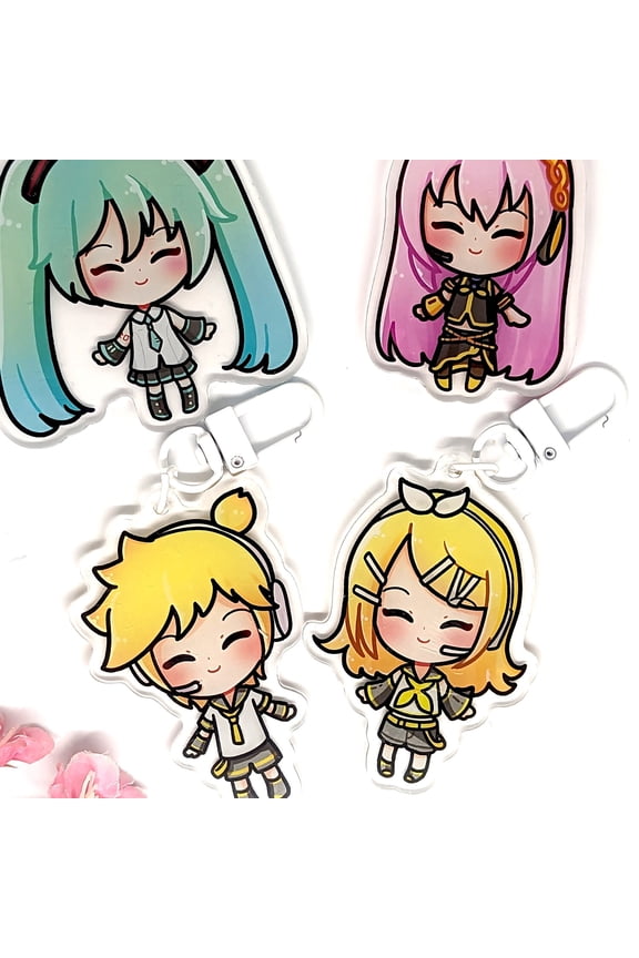 Rhythm Idol Game Virtual Pop Star Chibi Acrylic Keychain Cute Kawaii Bag Charm, random 1 pack