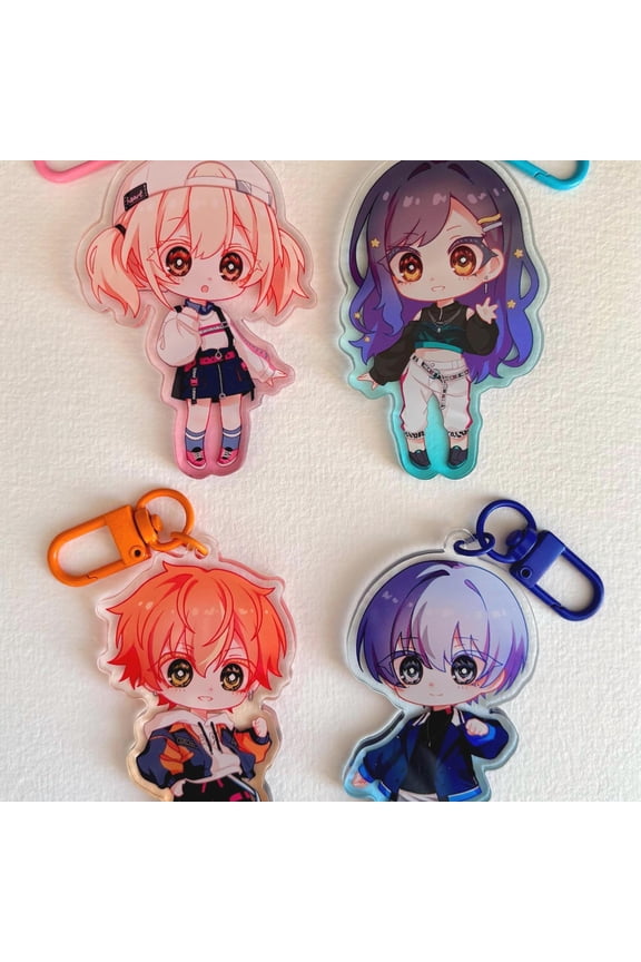 Rhythm Idol Game Vivid Character Acrylic Keychain Cute Chibi Bag Charm, random 1 pack